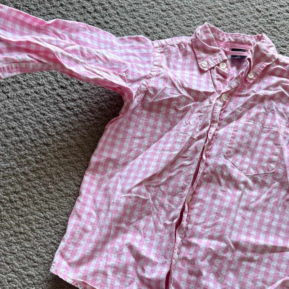 GAP Pink and White Gingham Button-Down Shirt